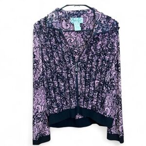 Lady Noiz Black Lace Zip-Up Hoodie Jacket Women’s Medium